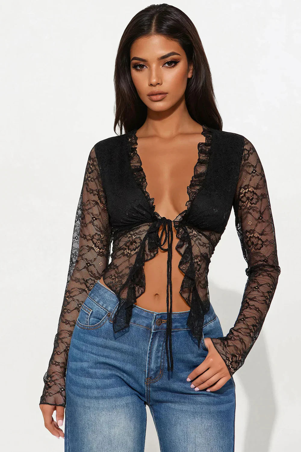 Whispered Grace Lace Ruffle Top