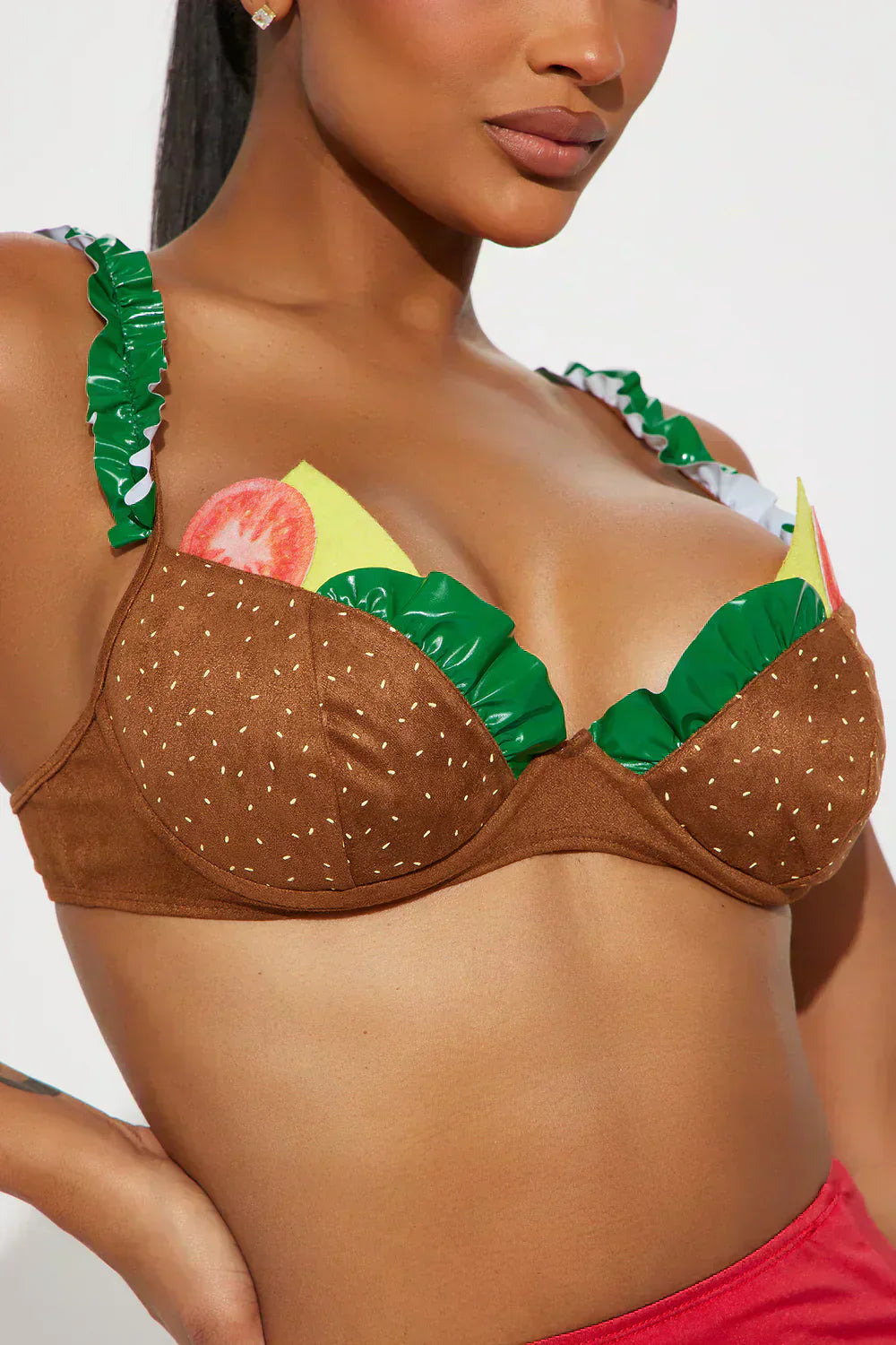 Sizzling Burger Babe 3-Piece Costume Set – Multi-Color