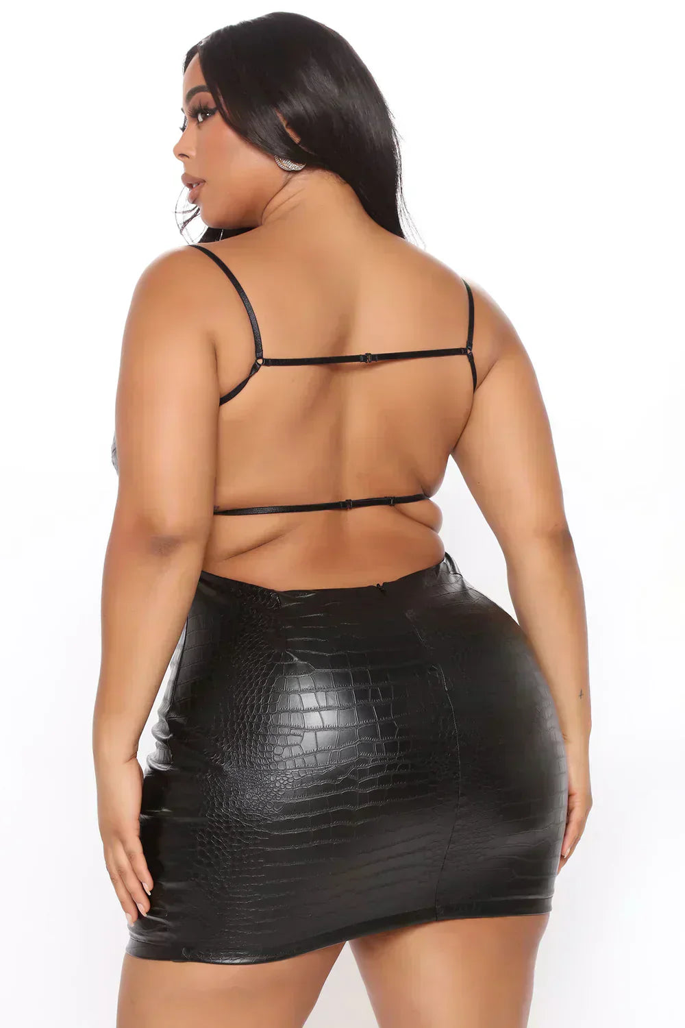 True Icon Faux Leather Mini Dress