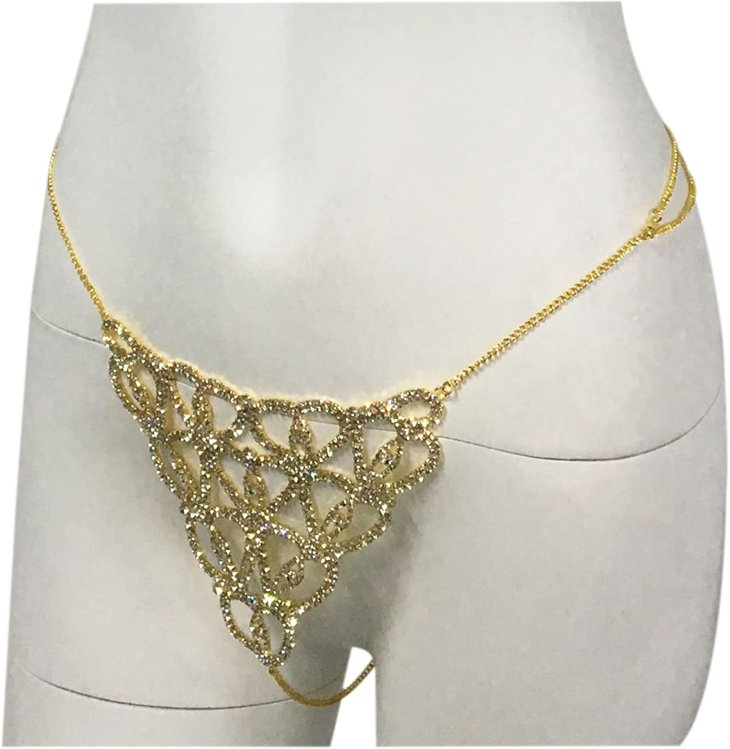 Golden Desire Rhinestone Body Chain Thong