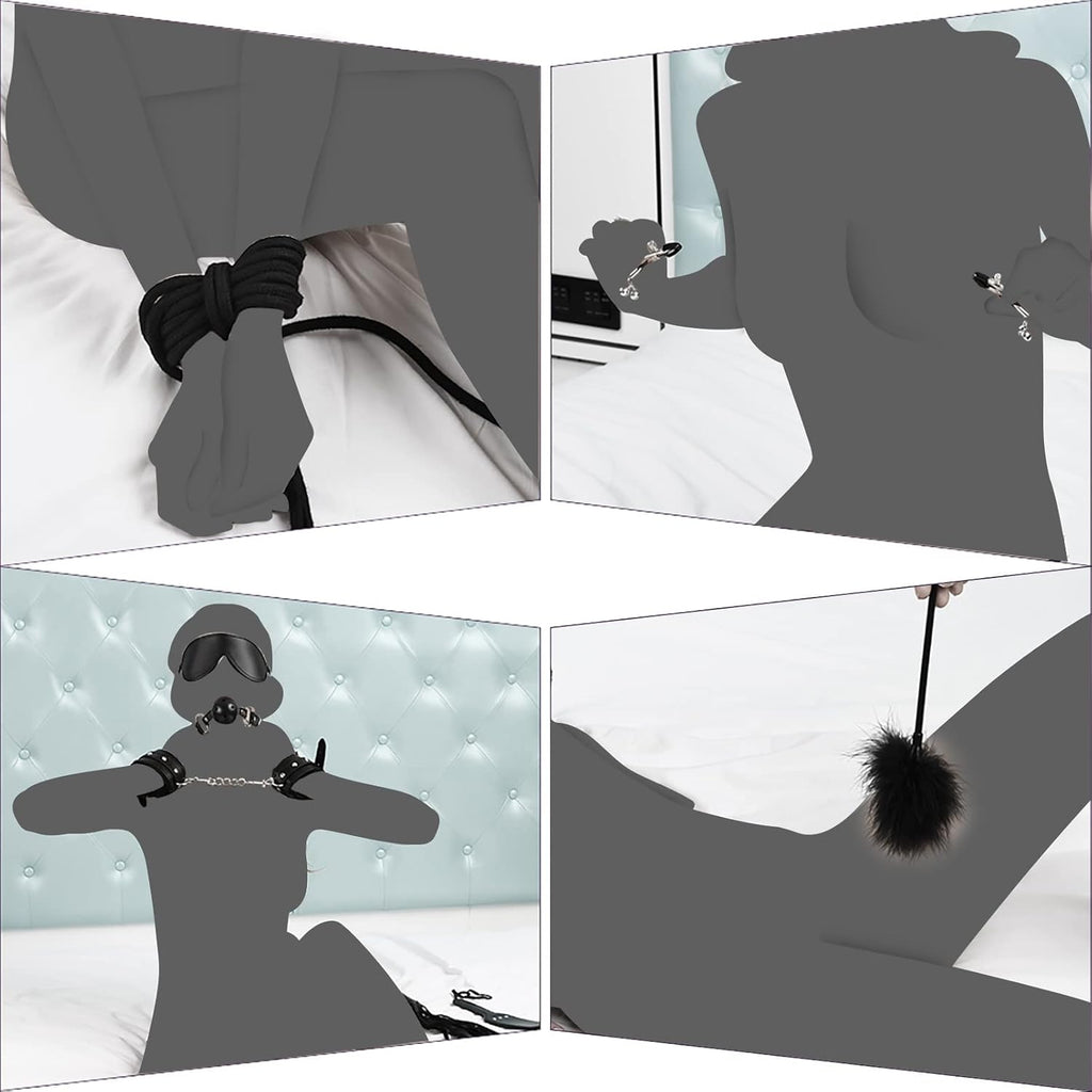 BDSM Bondage Set 11-Piece – Premium Leather Restraint Kit for Couples