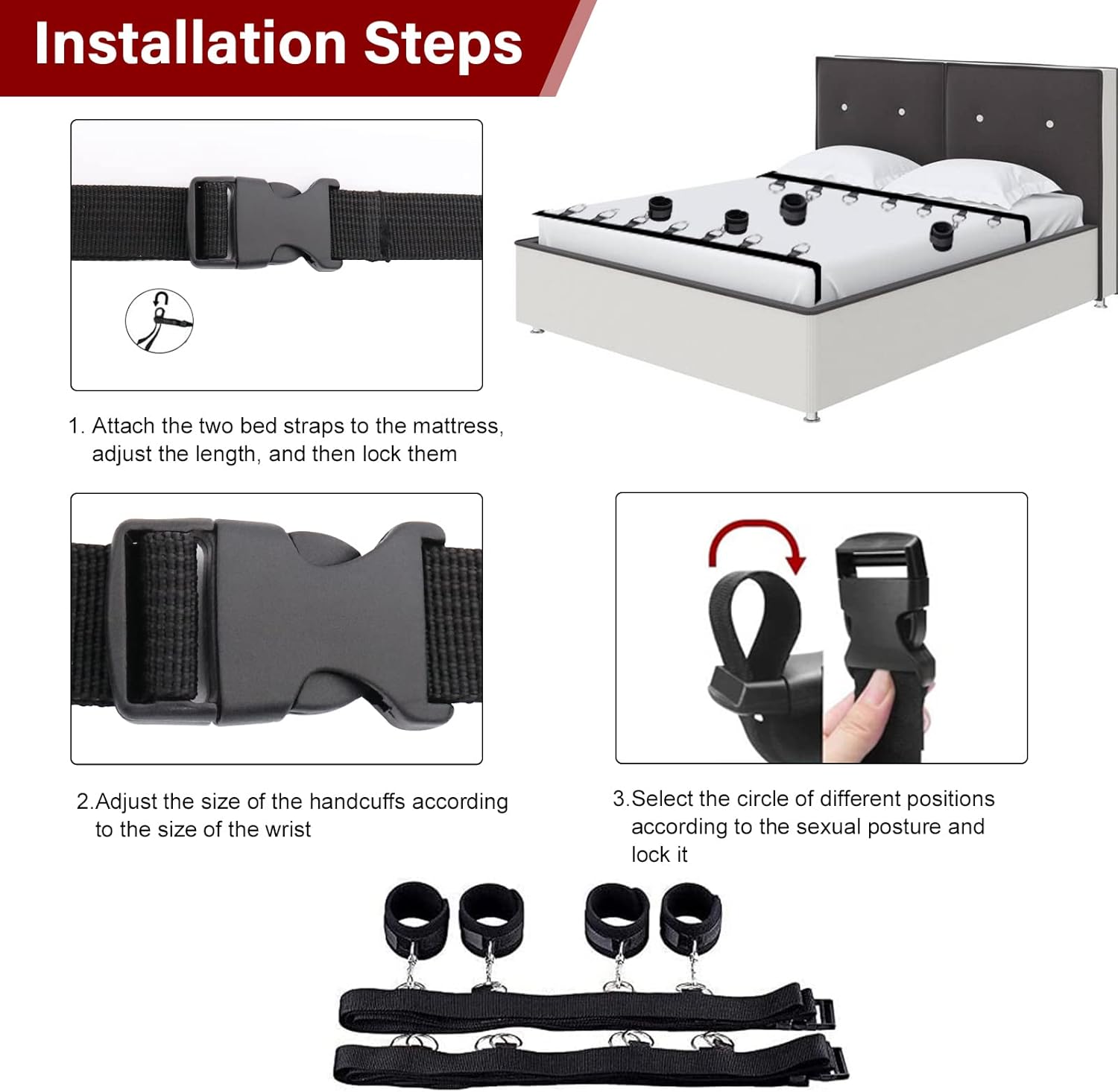 Under Bed Restraint System – Adjustable BDSM Bondage Kit for Couples