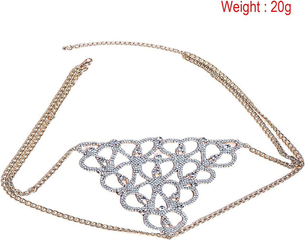 Golden Desire Rhinestone Body Chain Thong
