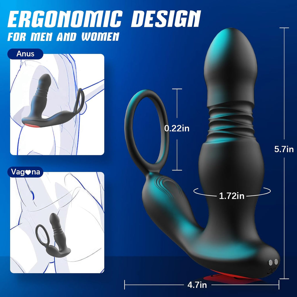 Prostate Massager – Thrusting & Vibrating P-Spot Pleasure with Cock Ring