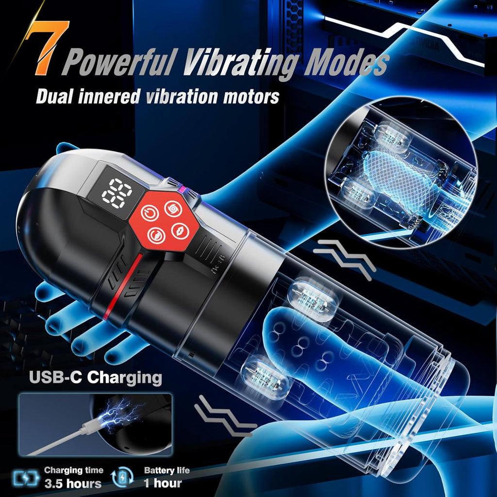 Ultimate 12S Vacuum Penis Pump – Thrusting, Rotating & Licking Male Masturbator