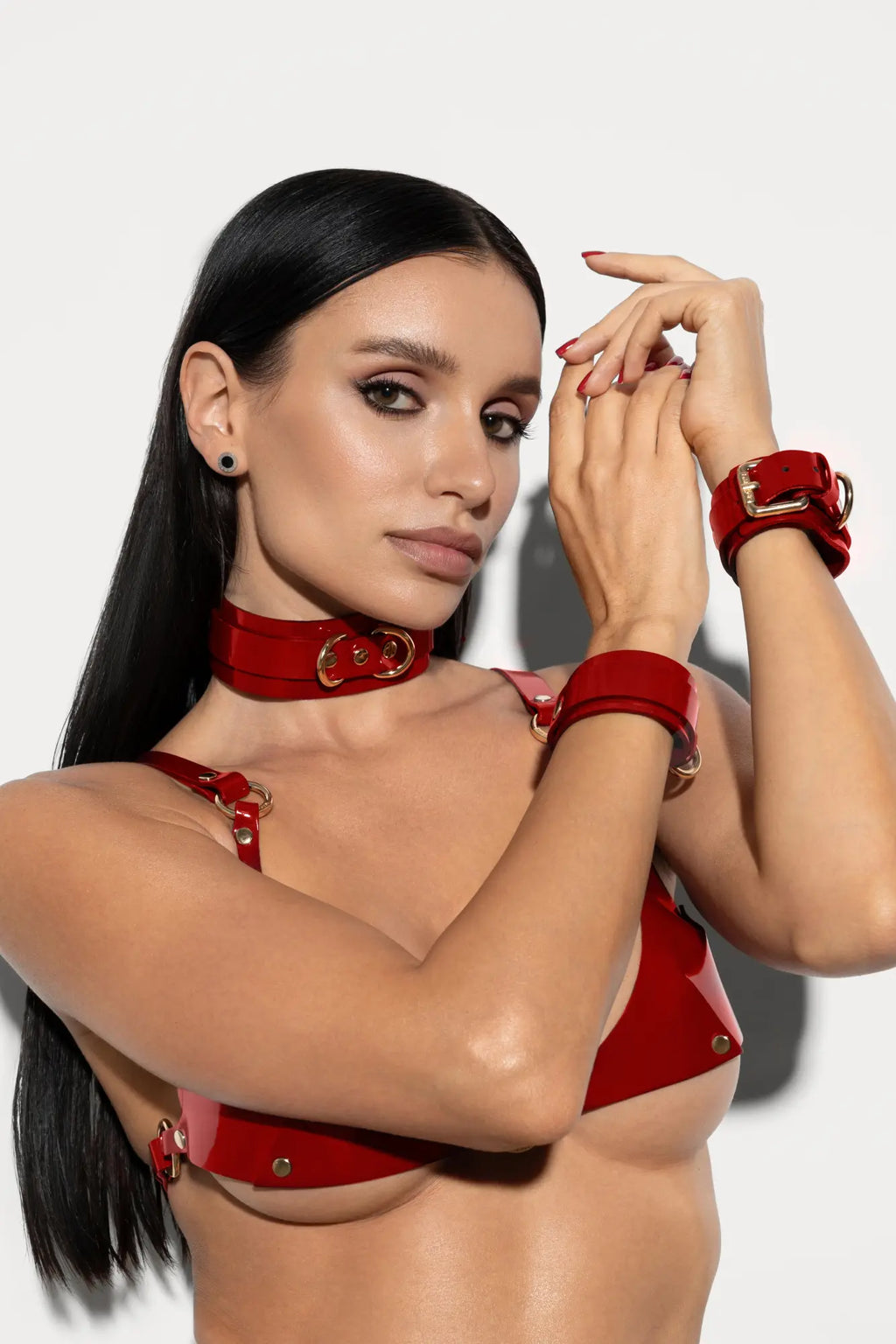 Bonny Lacquer Leather Bracelets – Red